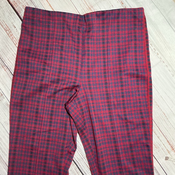 Maeve for Anthropologie red/blue plaid high-rise flare pull-on pants. Size XL. - Picture 4 of 10
